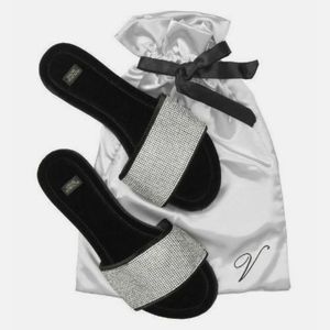 Victoria's Secret Black and Silver Slippers